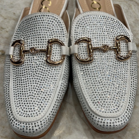 CCOCCI White Mila Bedazzled Mules Rhinestone Slip-Ons | Size‎ 7 - Picture 4 of 11